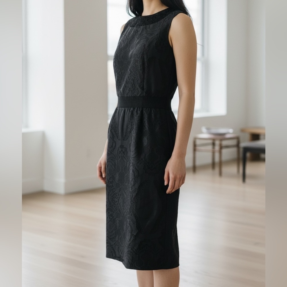 Proenza Schouler Black Sleeveless Textured Sheath Dress – Made in Italy | Size 4